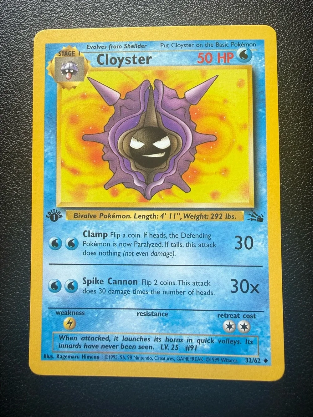 Pokémon - Cloyster - Fossil 32/62 1st Edition Uncommon